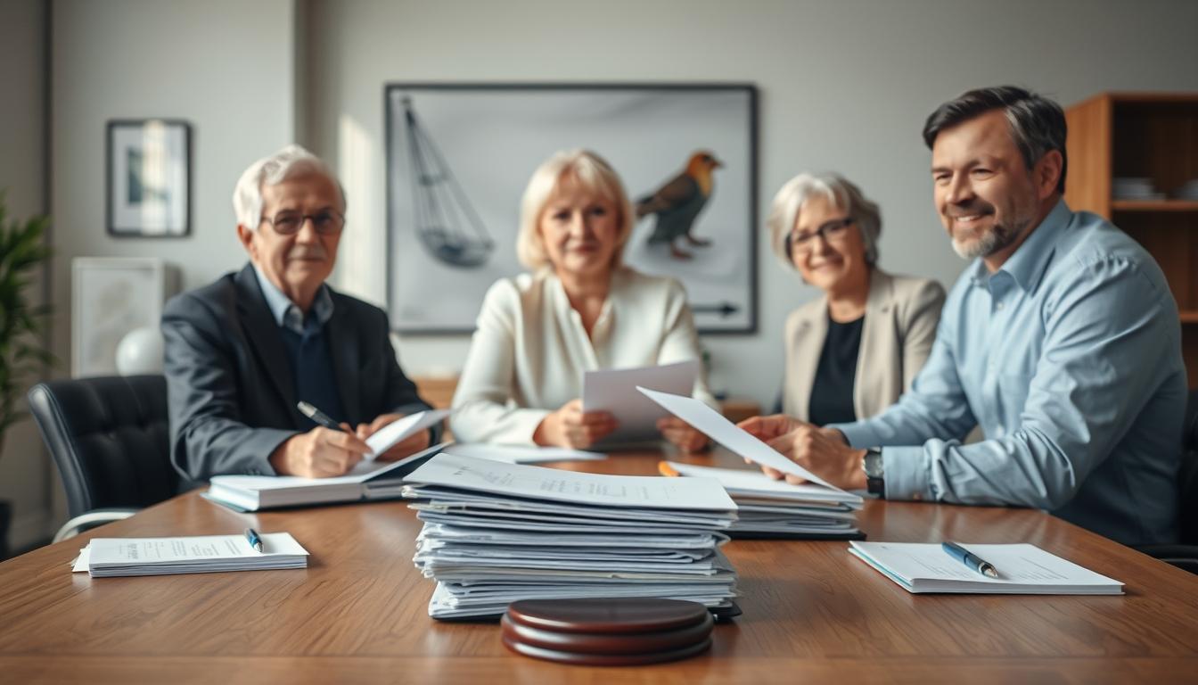 Family reviewing legal documents